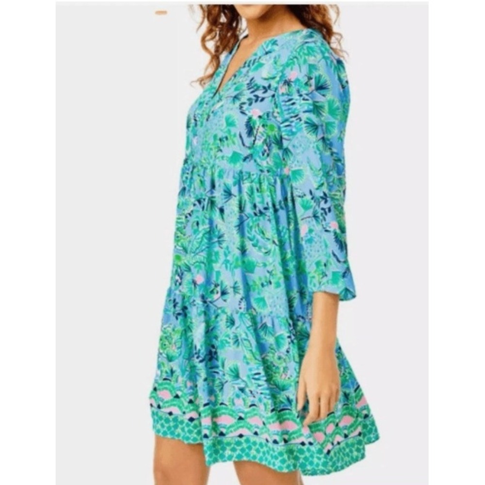 Lilly Pulitzer Martine Dress Frenchie Blue Mosaic Shells Turquoise Size Large